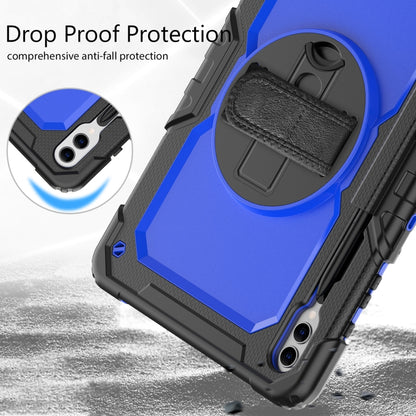 For Samsung Galaxy Tab S10+ / S9+ / S9 FE+ Lucky Wheel Grip Silicone Hybrid PC Tablet Case with Shoulder Strap(Black+Dark Blue) by bashfashion