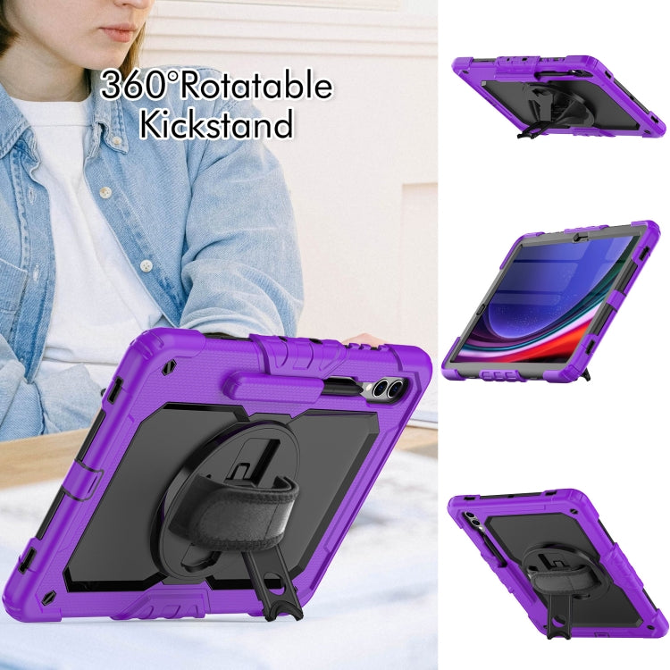 For Samsung Galaxy Tab S10+ / S9+ / S9 FE+ Lucky Wheel Grip Silicone Hybrid PC Tablet Case with Shoulder Strap(Purple+Black) by bashfashion