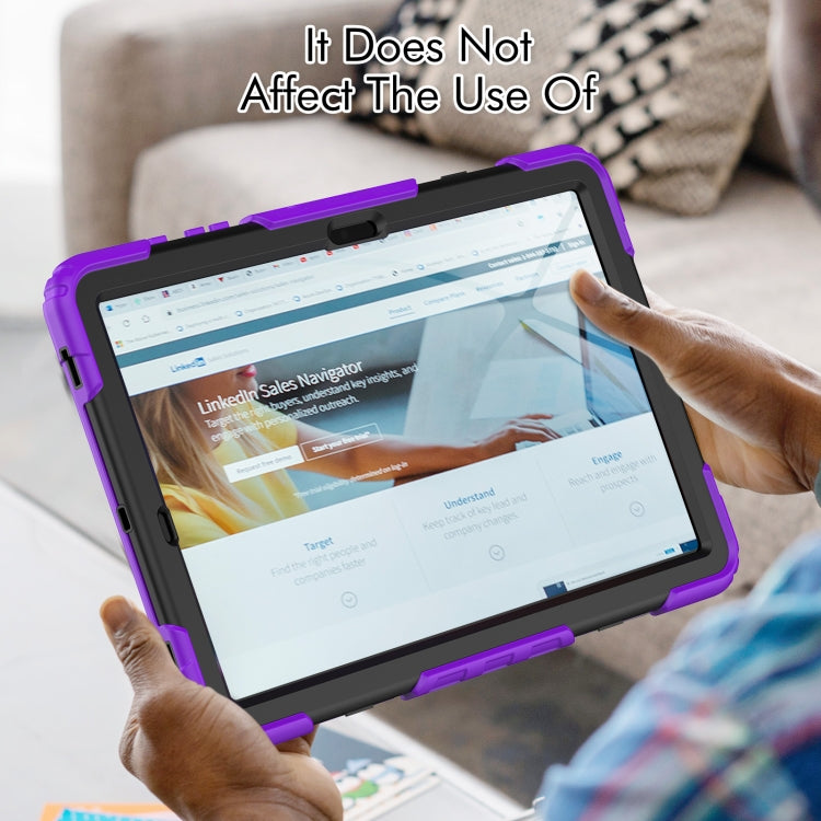 For Samsung Galaxy Tab S10+ / S9+ / S9 FE+ Lucky Wheel Grip Silicone Hybrid PC Tablet Case with Shoulder Strap(Purple+Black) by bashfashion