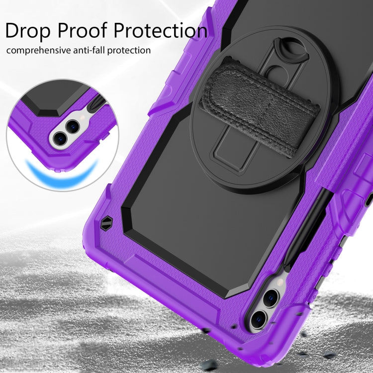 For Samsung Galaxy Tab S10+ / S9+ / S9 FE+ Lucky Wheel Grip Silicone Hybrid PC Tablet Case with Shoulder Strap(Purple+Black) by bashfashion