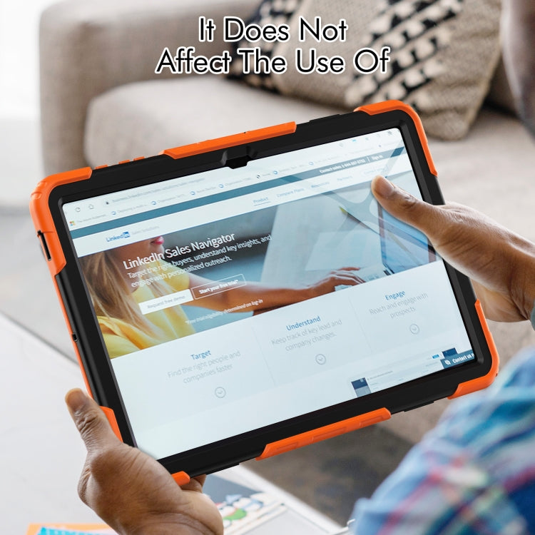 For Samsung Galaxy Tab S9 Ultra / S10 Ultra Lucky Wheel Grip Silicone Hybrid PC Tablet Case with Shoulder Strap(Orange+Black) by bashfashion