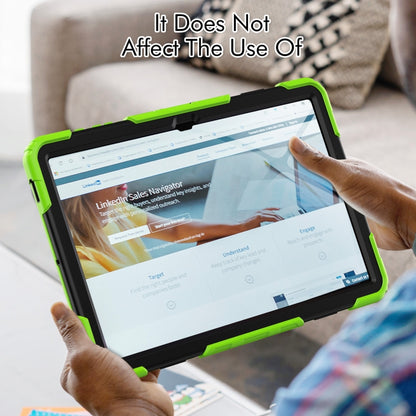 For Samsung Galaxy Tab S9 Ultra / S10 Ultra Lucky Wheel Grip Silicone Hybrid PC Tablet Case with Shoulder Strap(Yellow Green+Black) by bashfashion