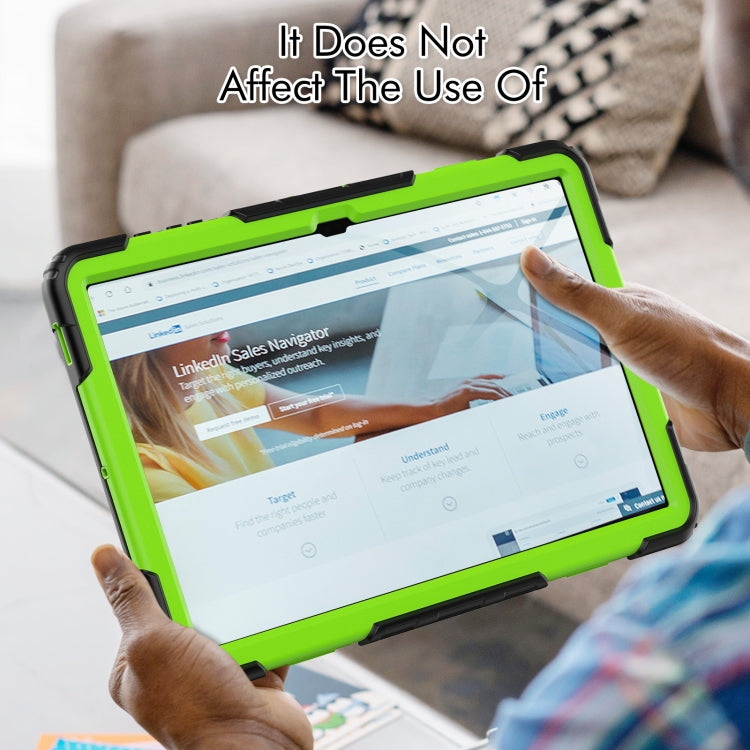 For Samsung Galaxy Tab S9 Ultra / S10 Ultra Lucky Wheel Grip Silicone Hybrid PC Tablet Case with Shoulder Strap(Black+Yellow Green) by bashfashion