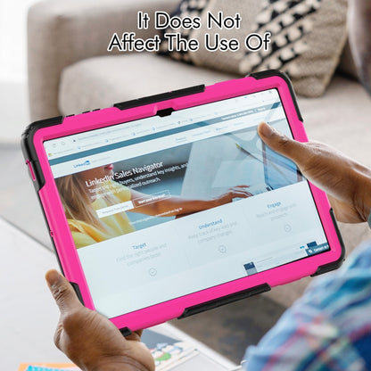 For Samsung Galaxy Tab S9 Ultra / S10 Ultra Lucky Wheel Grip Silicone Hybrid PC Tablet Case with Shoulder Strap(Black+Rose Red) by bashfashion