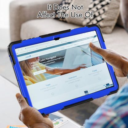 For Samsung Galaxy Tab S9 Ultra / S10 Ultra Lucky Wheel Grip Silicone Hybrid PC Tablet Case with Shoulder Strap(Black+Dark Blue) by bashfashion