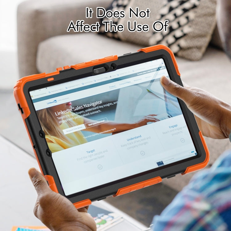 For Samsung Galaxy Tab S9 / S9 FE / S10 FE Lucky Wheel Grip Silicone Hybrid PC Tablet Case with Shoulder Strap(Orange+Black) by bashfashion