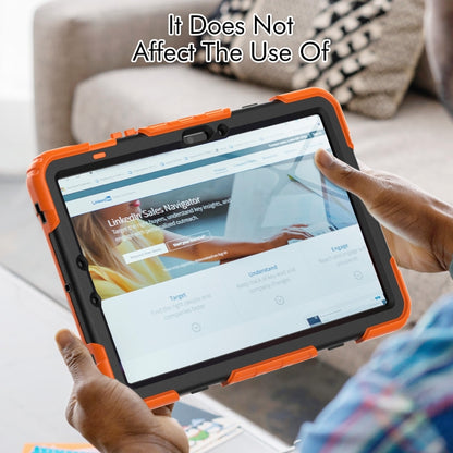 For Samsung Galaxy Tab S9 / S9 FE / S10 FE Lucky Wheel Grip Silicone Hybrid PC Tablet Case with Shoulder Strap(Orange+Black) by bashfashion