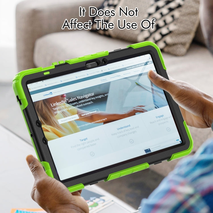 For Samsung Galaxy Tab S9 / S9 FE / S10 FE Lucky Wheel Grip Silicone Hybrid PC Tablet Case with Shoulder Strap(Yellow Green+Black) by bashfashion