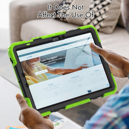 For Samsung Galaxy Tab S9 / S9 FE / S10 FE Lucky Wheel Grip Silicone Hybrid PC Tablet Case with Shoulder Strap(Yellow Green+Black) by bashfashion