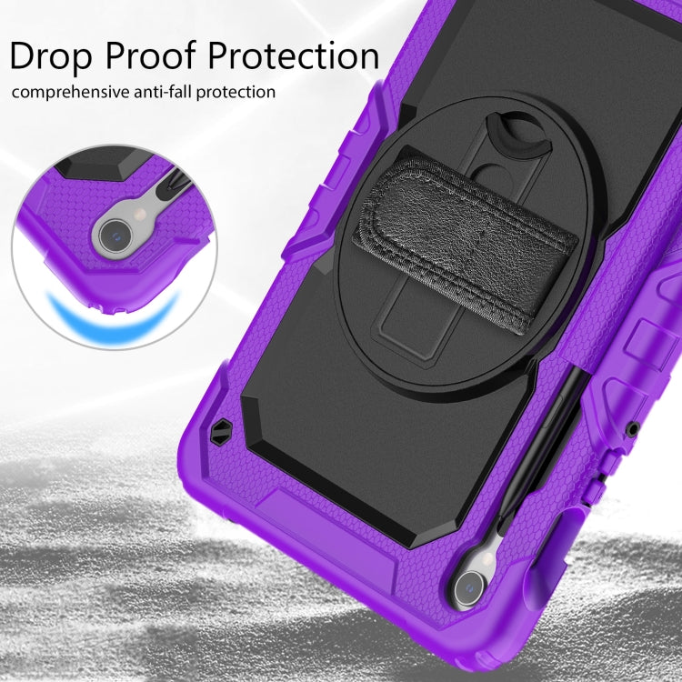 For Samsung Galaxy Tab S9 / S9 FE / S10 FE Lucky Wheel Grip Silicone Hybrid PC Tablet Case with Shoulder Strap(Purple+Black) by bashfashion