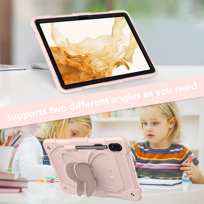 For Samsung Galaxy Tab S9 Butterfly Kickstand Heavy Duty Hard Rugged Tablet Case(Rose Pink) by bashfashion