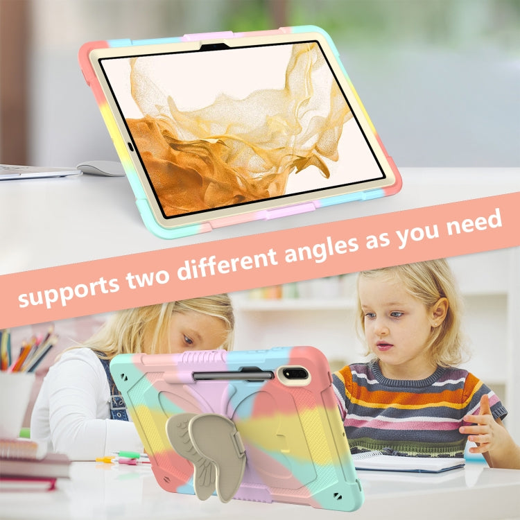 For Samsung Galaxy Tab S9 Butterfly Kickstand Heavy Duty Hard Rugged Tablet Case(Colorful Rose Gold) by bashfashion