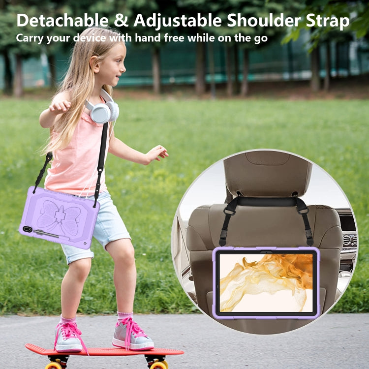 For Samsung Galaxy Tab S9+ Butterfly Kickstand Heavy Duty Hard Rugged Tablet Case(Raro Purple) by bashfashion