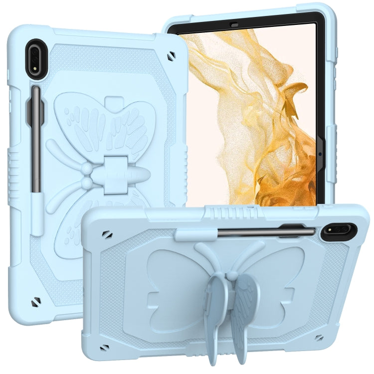 For Samsung Galaxy Tab S9+ Butterfly Kickstand Heavy Duty Hard Rugged Tablet Case(Ice Blue) by bashfashion