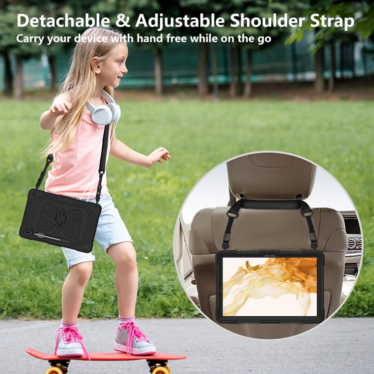 For Samsung Galaxy Tab S9+ Butterfly Kickstand Heavy Duty Hard Rugged Tablet Case(Black) by bashfashion