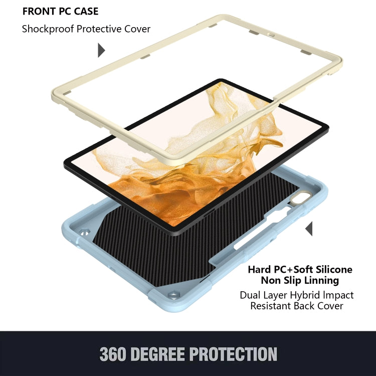For Samsung Galaxy Tab S9+ Butterfly Kickstand Heavy Duty Hard Rugged Tablet Case(Beige+Ice Blue) by bashfashion