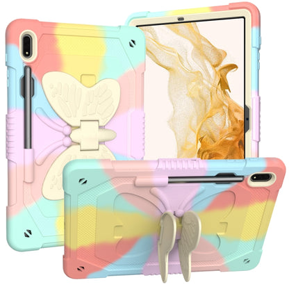For Samsung Galaxy Tab S9+ Butterfly Kickstand Heavy Duty Hard Rugged Tablet Case(Colorful Rose Gold) by bashfashion