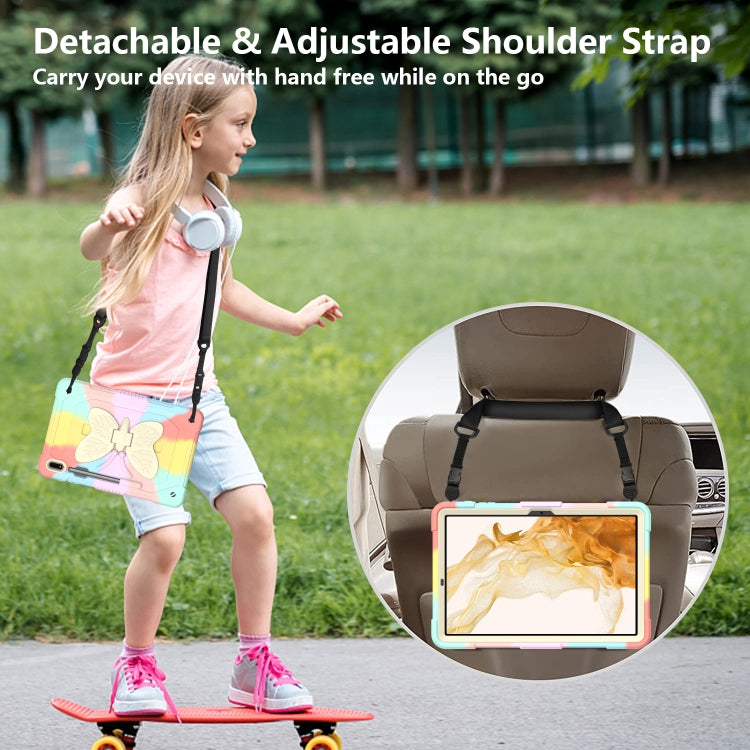 For Samsung Galaxy Tab S9+ Butterfly Kickstand Heavy Duty Hard Rugged Tablet Case(Colorful Rose Gold) by bashfashion