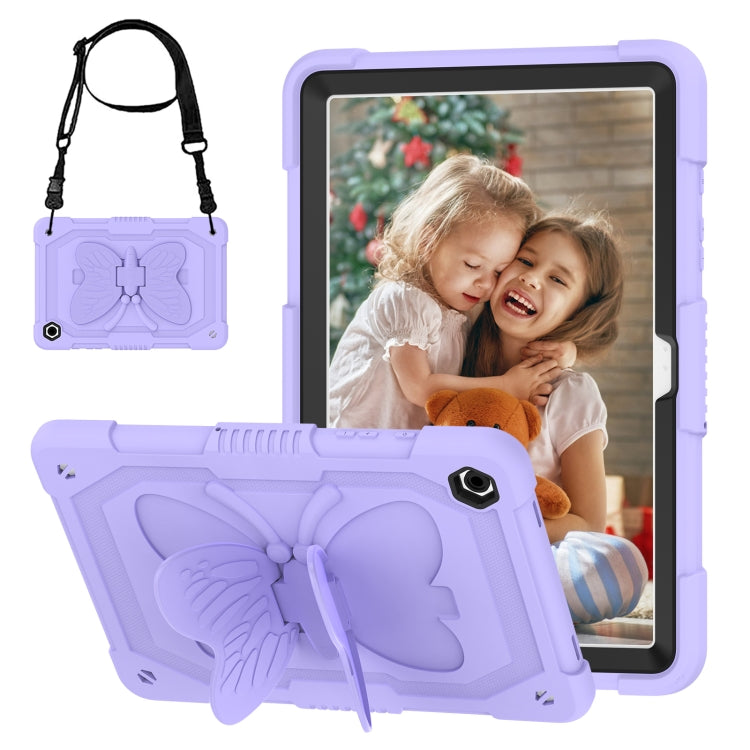 For Samsung Galaxy Tab A9+ / A11+ Butterfly Kickstand Heavy Duty Hard Rugged Tablet Case(Raro Purple) by bashfashion