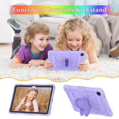 For Samsung Galaxy Tab A9+ / A11+ Butterfly Kickstand Heavy Duty Hard Rugged Tablet Case(Raro Purple) by bashfashion