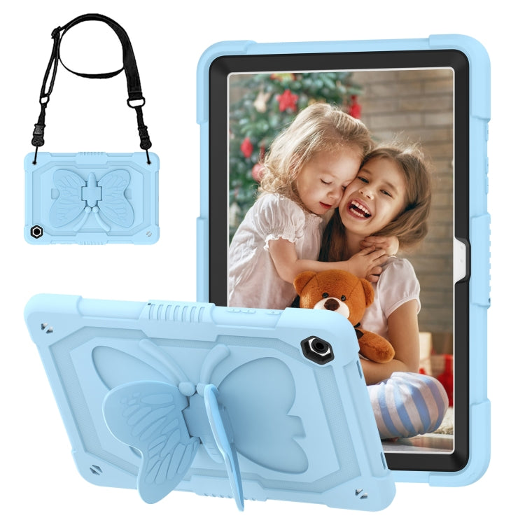 For Samsung Galaxy Tab A9+ / A11+ Butterfly Kickstand Heavy Duty Hard Rugged Tablet Case(Ice Blue) by bashfashion