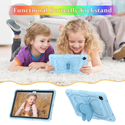 For Samsung Galaxy Tab A9+ / A11+ Butterfly Kickstand Heavy Duty Hard Rugged Tablet Case(Ice Blue) by bashfashion