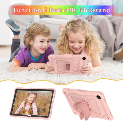 For Samsung Galaxy Tab A9+ / A11+ Butterfly Kickstand Heavy Duty Hard Rugged Tablet Case(Rose Pink) by bashfashion