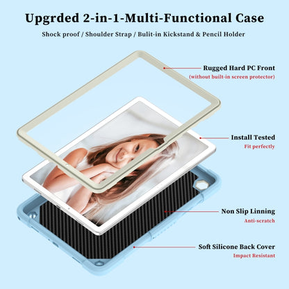 For Samsung Galaxy Tab A9+ / A11+ Butterfly Kickstand Heavy Duty Hard Rugged Tablet Case(Beige+Ice Blue) by bashfashion