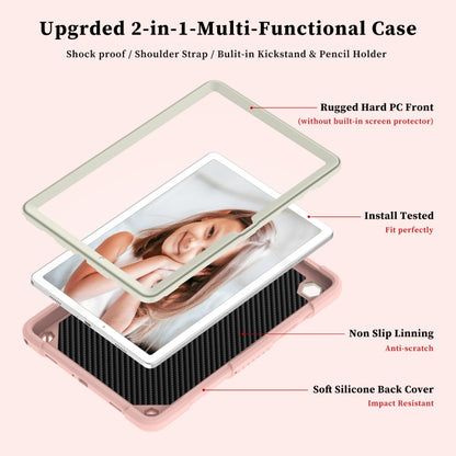For Samsung Galaxy Tab A9+ / A11+ Butterfly Kickstand Heavy Duty Hard Rugged Tablet Case(Beige+Rose Pink) by bashfashion