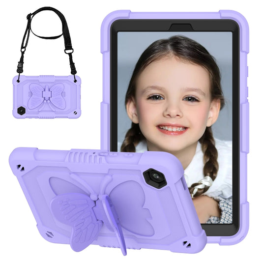 For Samsung Galaxy Tab A9 / Tab A11 Butterfly Kickstand Heavy Duty Hard Rugged Tablet Case(Raro Purple) by bashfashion