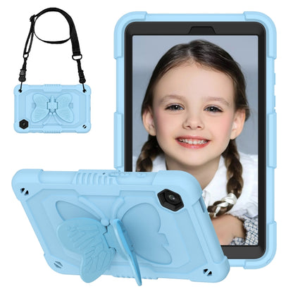 For Samsung Galaxy Tab A9 / Tab A11 Butterfly Kickstand Heavy Duty Hard Rugged Tablet Case(Ice Blue) by bashfashion