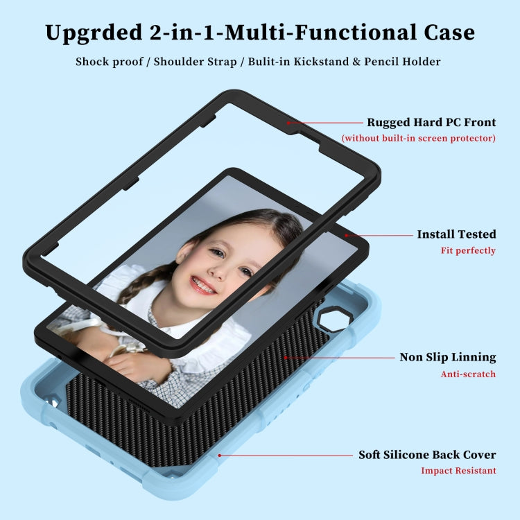 For Samsung Galaxy Tab A9 / Tab A11 Butterfly Kickstand Heavy Duty Hard Rugged Tablet Case(Ice Blue) by bashfashion