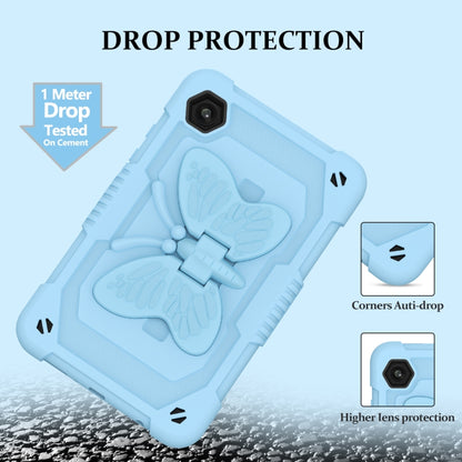 For Samsung Galaxy Tab A9 / Tab A11 Butterfly Kickstand Heavy Duty Hard Rugged Tablet Case(Ice Blue) by bashfashion