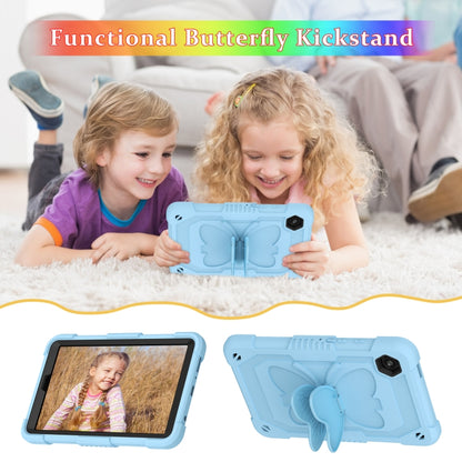 For Samsung Galaxy Tab A9 / Tab A11 Butterfly Kickstand Heavy Duty Hard Rugged Tablet Case(Ice Blue) by bashfashion