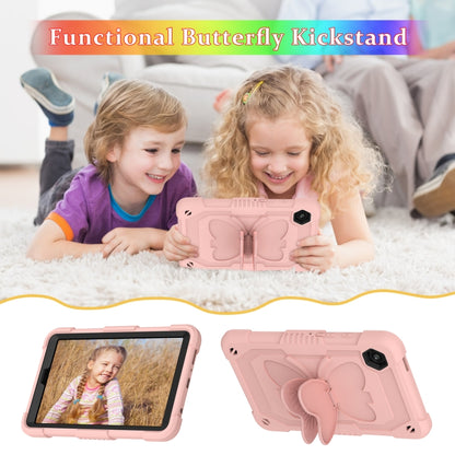 For Samsung Galaxy Tab A9 / Tab A11 Butterfly Kickstand Heavy Duty Hard Rugged Tablet Case(Rose Pink) by bashfashion