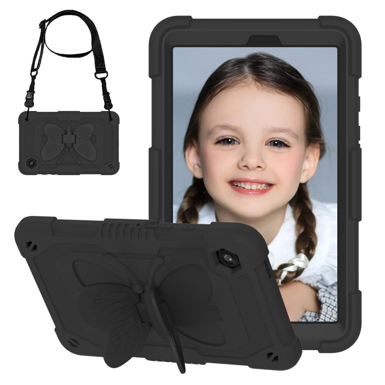 For Samsung Galaxy Tab A9 / Tab A11 Butterfly Kickstand Heavy Duty Hard Rugged Tablet Case(Black) by bashfashion