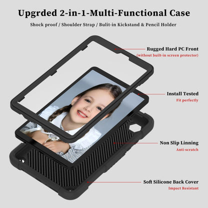 For Samsung Galaxy Tab A9 / Tab A11 Butterfly Kickstand Heavy Duty Hard Rugged Tablet Case(Black) by bashfashion