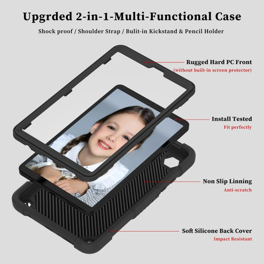 For Samsung Galaxy Tab A9 / Tab A11 Butterfly Kickstand Heavy Duty Hard Rugged Tablet Case(Black) by bashfashion