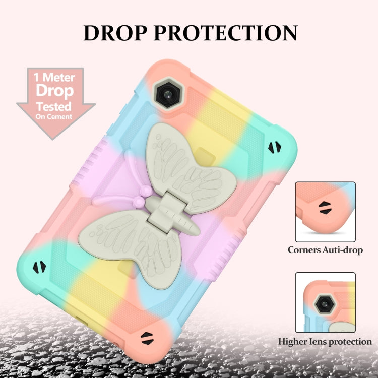 For Samsung Galaxy Tab A9 / Tab A11 Butterfly Kickstand Heavy Duty Hard Rugged Tablet Case(Colorful Rose Gold) by bashfashion