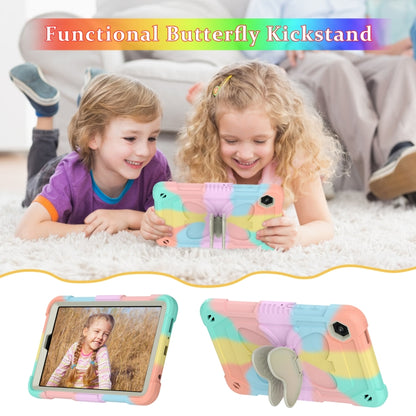 For Samsung Galaxy Tab A9 / Tab A11 Butterfly Kickstand Heavy Duty Hard Rugged Tablet Case(Colorful Rose Gold) by bashfashion