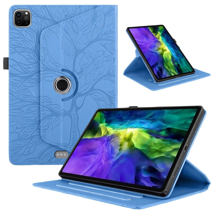 For iPad Pro 11 2022 / 2021 / 2020 Tree Life Embossed Rotation Leather Smart Tablet Case(Blue) by bashfashion
