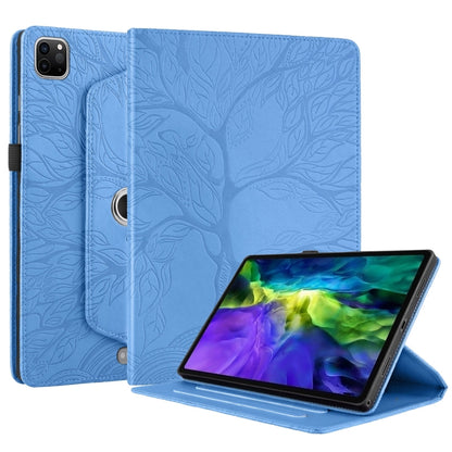 For iPad Pro 11 2022 / 2021 / 2020 Tree Life Embossed Rotation Leather Smart Tablet Case(Blue) by bashfashion