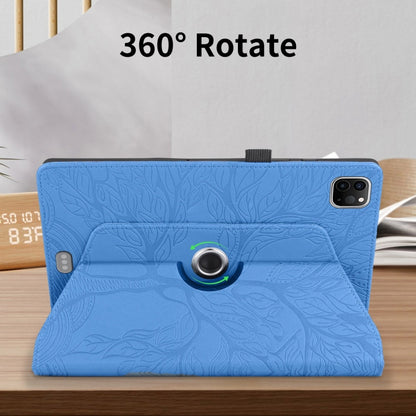 For iPad Pro 11 2022 / 2021 / 2020 Tree Life Embossed Rotation Leather Smart Tablet Case(Blue) by bashfashion