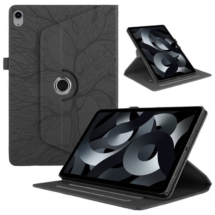 For iPad 2025 / 2022 Tree Life Embossed Rotation Leather Smart Tablet Case(Black) by bashfashion