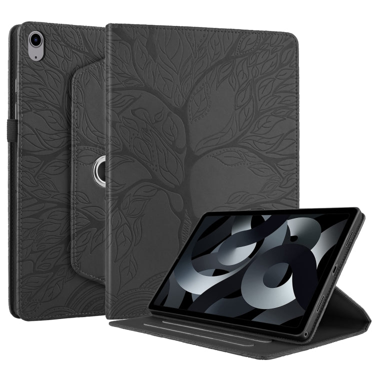 For iPad 2025 / 2022 Tree Life Embossed Rotation Leather Smart Tablet Case(Black) by bashfashion