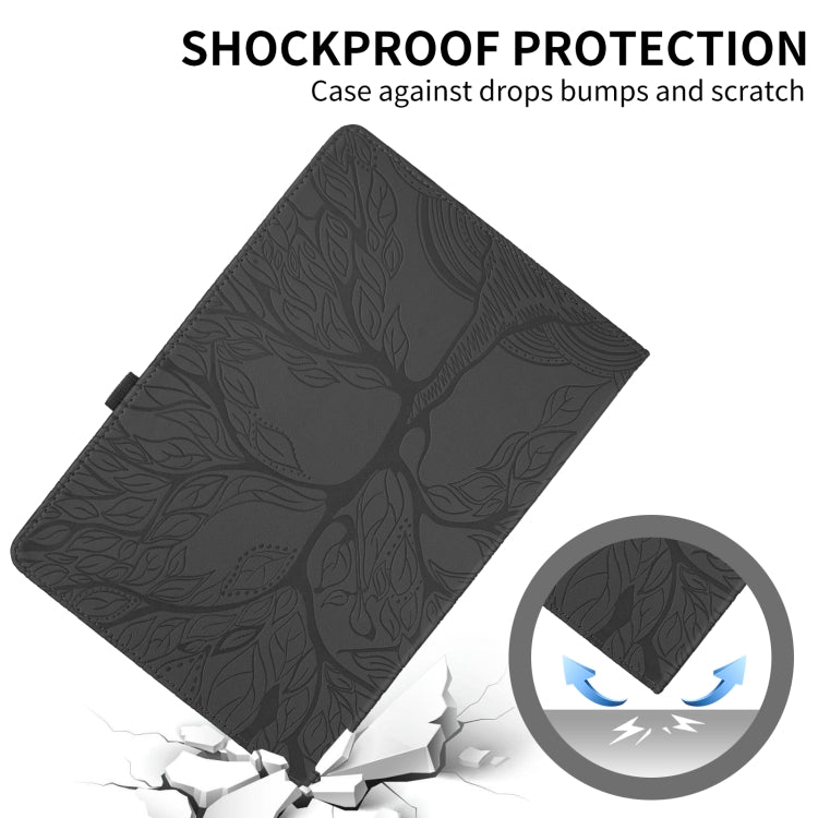 For iPad 2025 / 2022 Tree Life Embossed Rotation Leather Smart Tablet Case(Black) by bashfashion