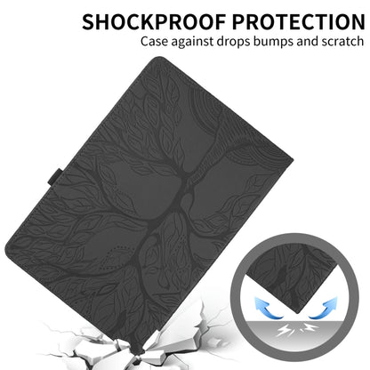 For iPad 2025 / 2022 Tree Life Embossed Rotation Leather Smart Tablet Case(Black) by bashfashion