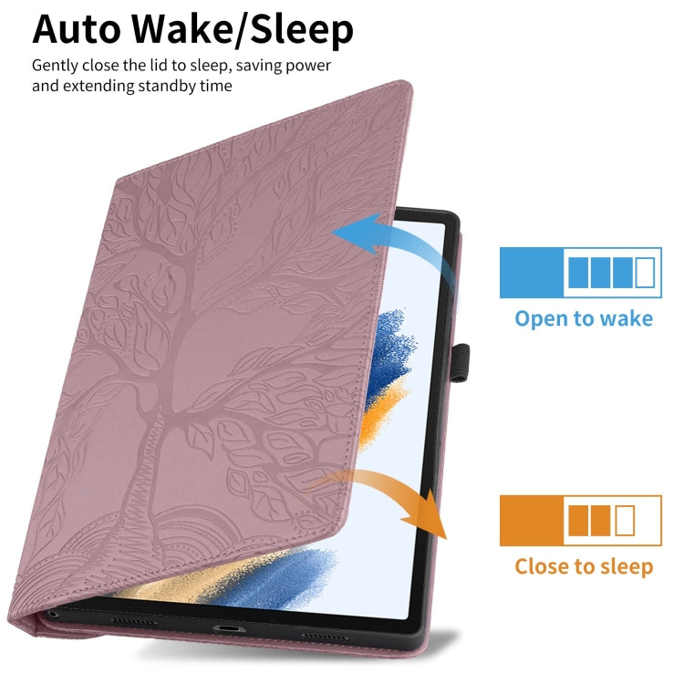 For iPad mini 5 / mini 4 / mini 3 Tree Life Embossed Rotation Leather Smart Tablet Case(Rose Gold) by bashfashion