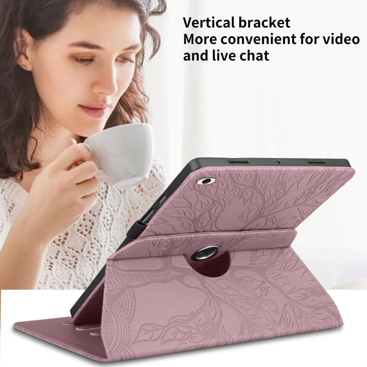 For iPad mini 5 / mini 4 / mini 3 Tree Life Embossed Rotation Leather Smart Tablet Case(Rose Gold) by bashfashion