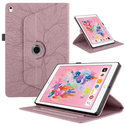 For iPad Air / Air 2 / 9.7 2017 / 2018 Tree Life Embossed Rotation Leather Smart Tablet Case(Rose Gold) by bashfashion